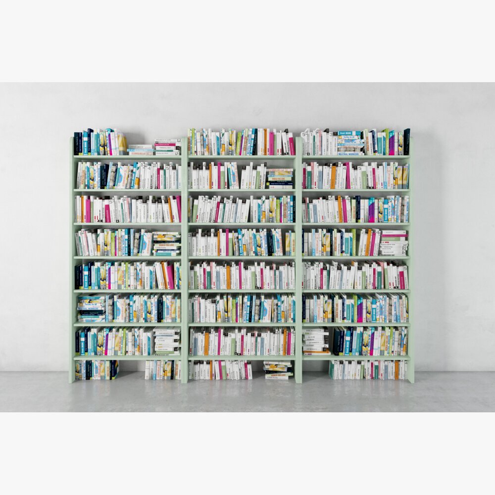 Bookshelves Filled with Books 3Dモデル