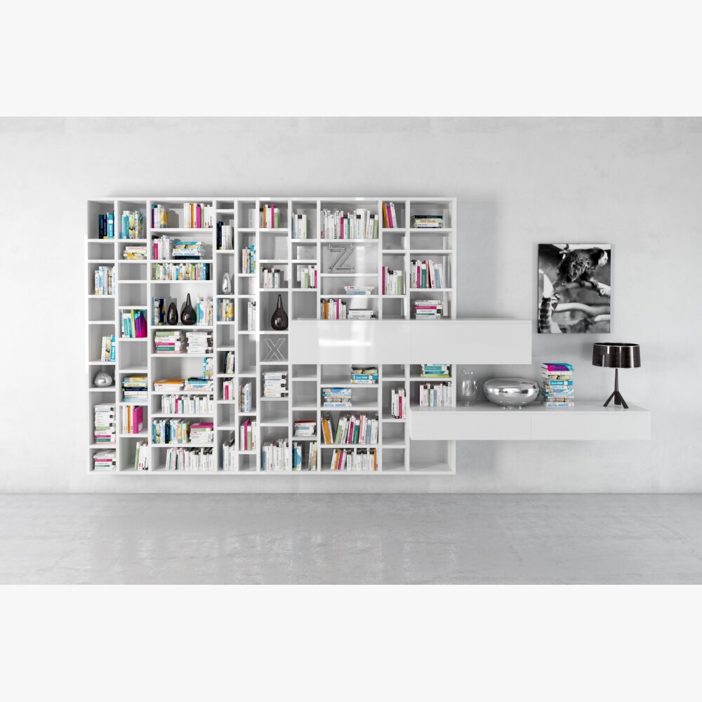 Modern Wall-Mounted Bookshelf 3Dモデル