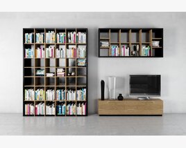 Modern Bookshelf and TV Unit 3D 모델 