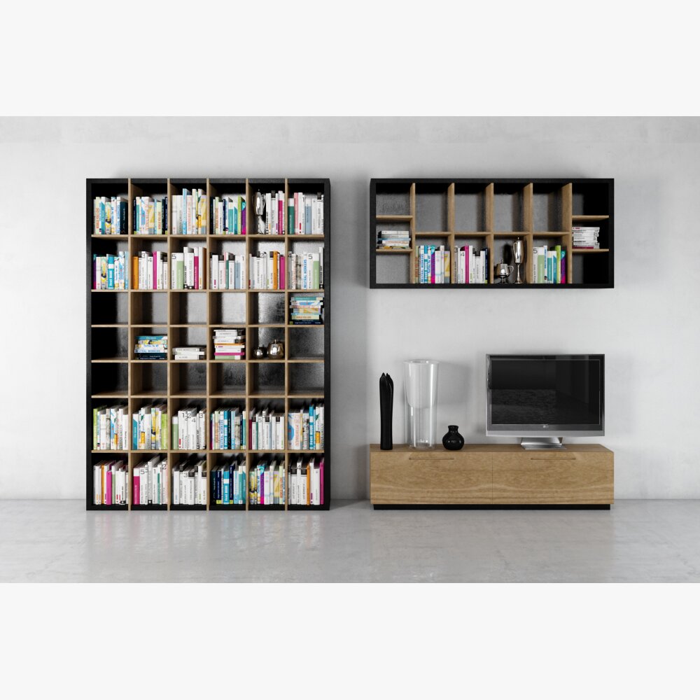 Modern Bookshelf and TV Unit 3D модель