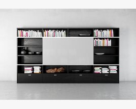 Modern Black and White Bookshelf Modèle 3D