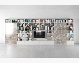 Modern Bookshelf with Integrated TV Unit 3D模型
