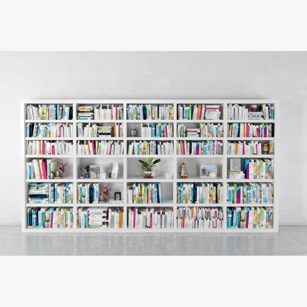 Modern White Bookshelf Display Modelo 3D