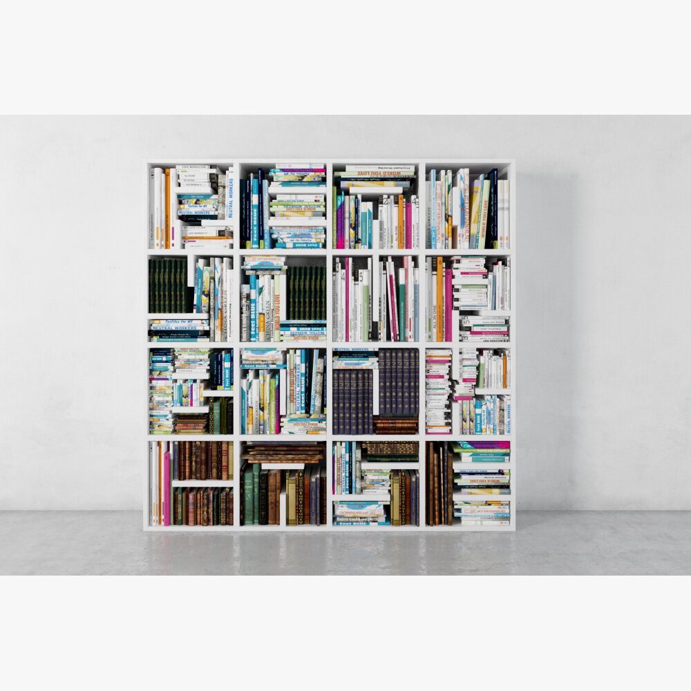 Modern Bookshelf with Assorted Books 3Dモデル