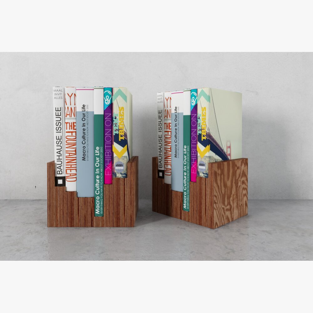 Modern Wooden Bookends 3Dモデル