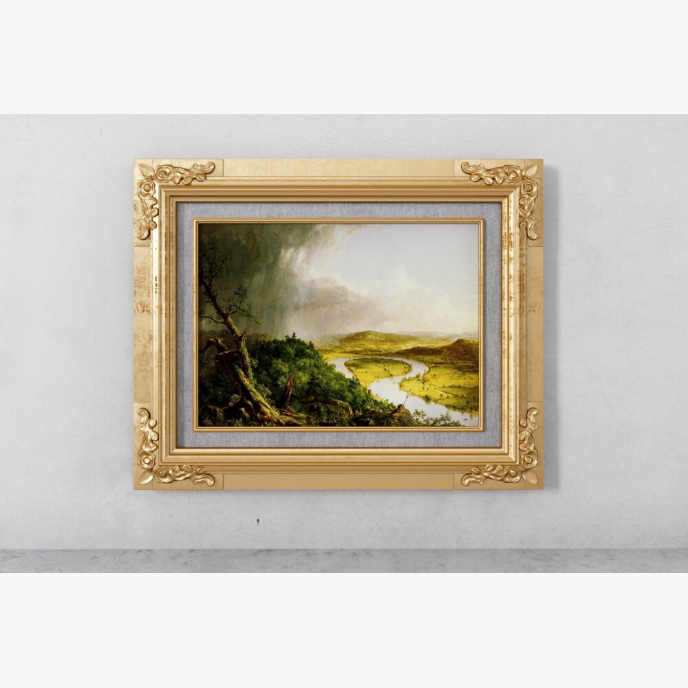 River Through the Countryside Painting Modello 3D