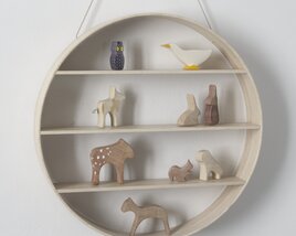Circular Wooden Shelf Display 3D模型