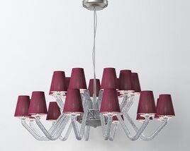 Contemporary Chandelier with Red Lampshades 3D model