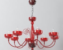 Red Glass Chandelier 3D 모델 