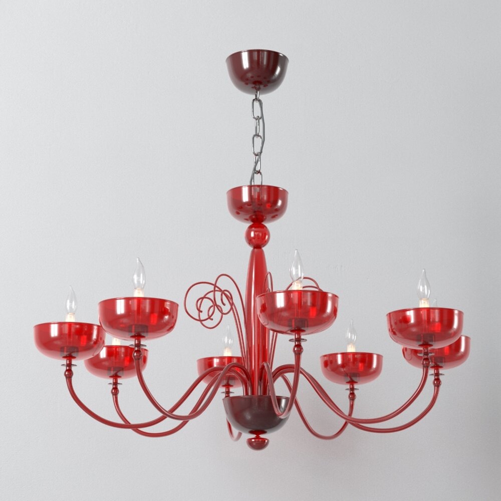 Red Glass Chandelier 3D-Modell