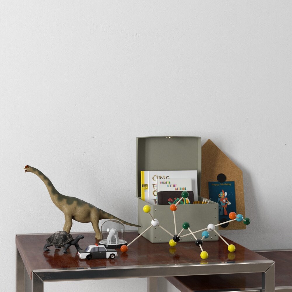 Dinosaur and Atom Model 3d model