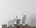 Elephant Figurine and Ceramic Vases 3d model