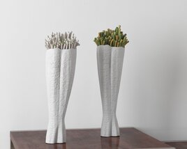 Contemporary Vase Duo with Twigs 3D 모델 