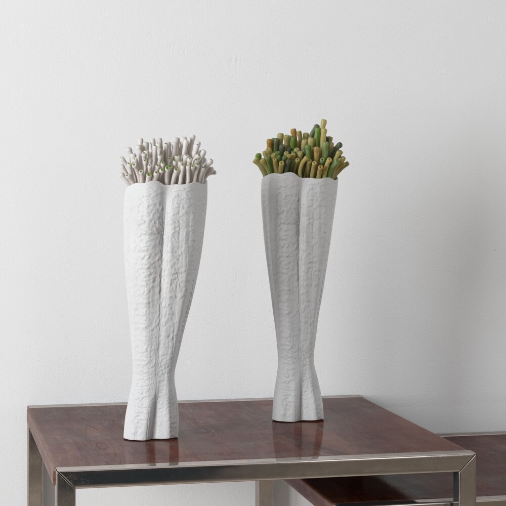 Contemporary Vase Duo with Twigs 3D模型