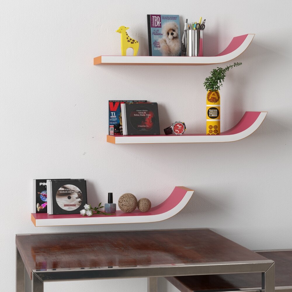 Wall-Mounted Curved Shelves Modello 3D