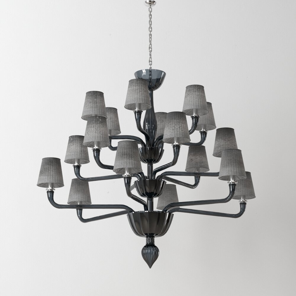 Elegant Chandelier with Lampshades 3D-Modell