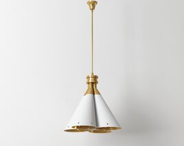Elegant White and Gold Pendant Lamp 3D model