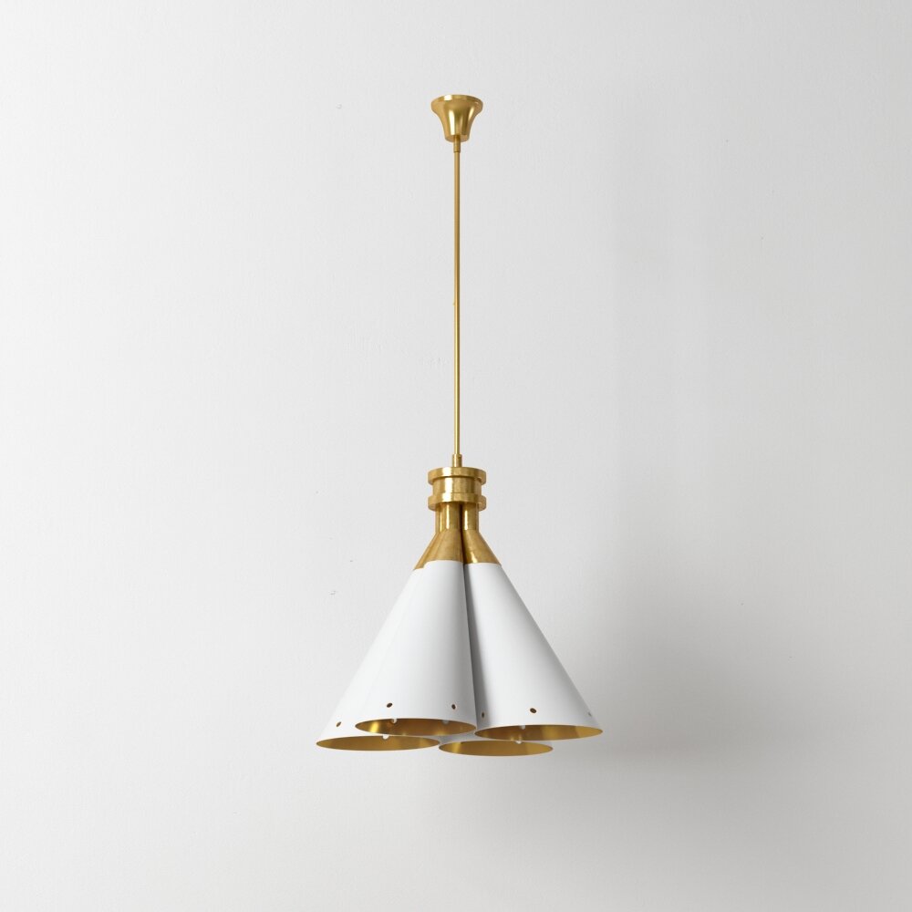 Elegant White and Gold Pendant Lamp Modello 3D