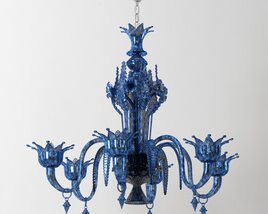 Blue Glass Chandelier 3D 모델 