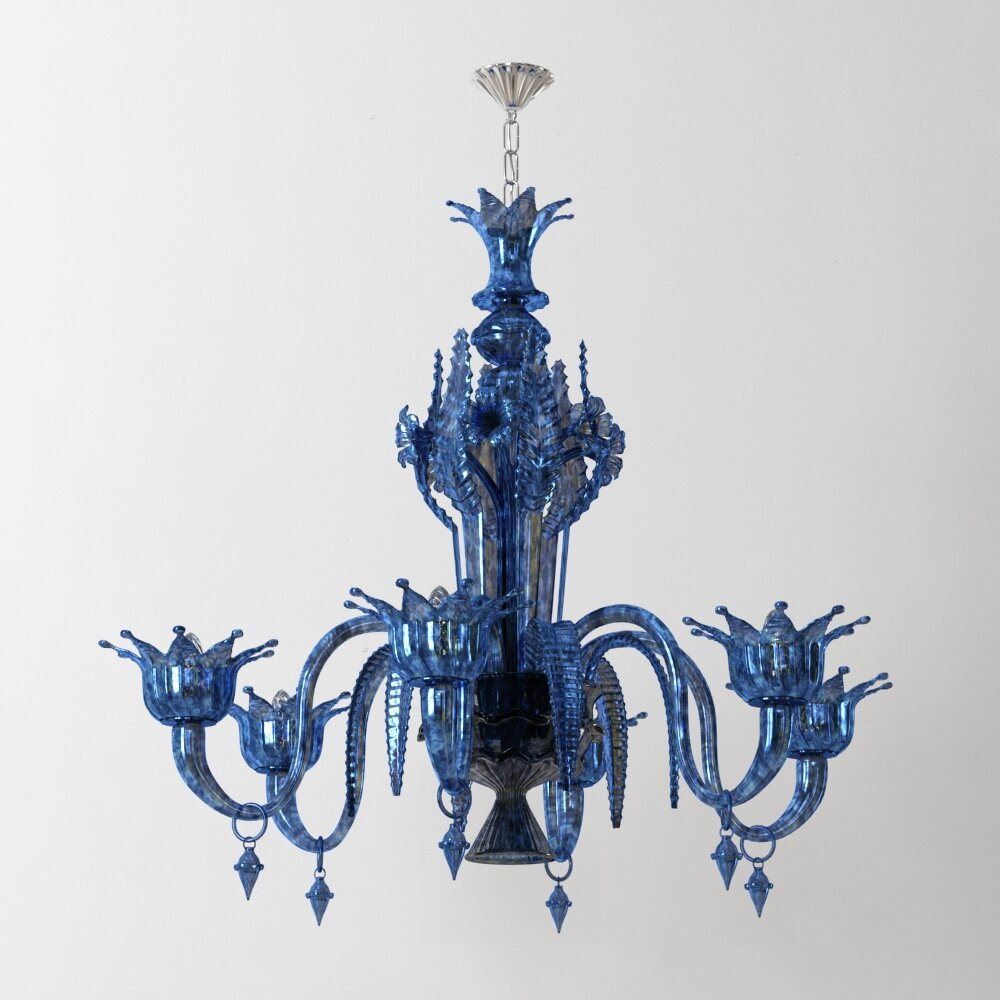 Blue Glass Chandelier Modèle 3D