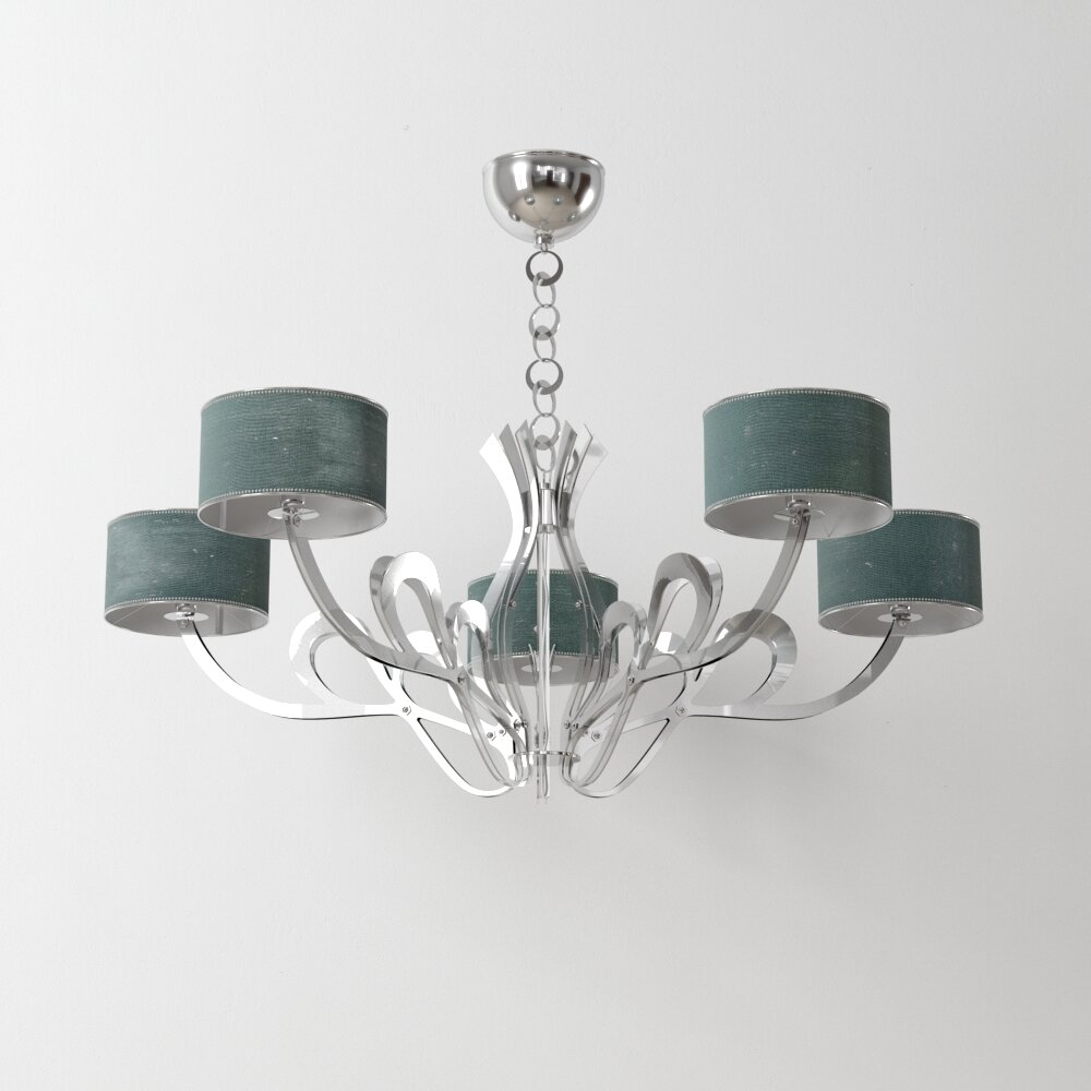 Modern Chandelier with Drum Shades 3Dモデル