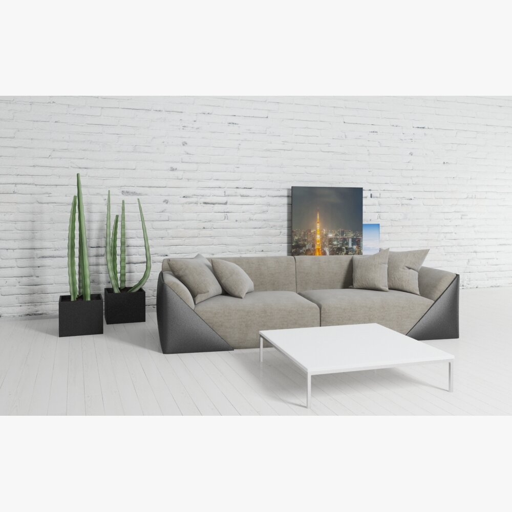 Modern Living Room Setup Modello 3D