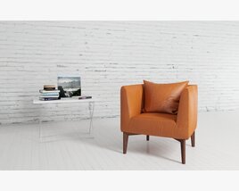 Modern Minimalist Leather Lounge Chair 3D модель