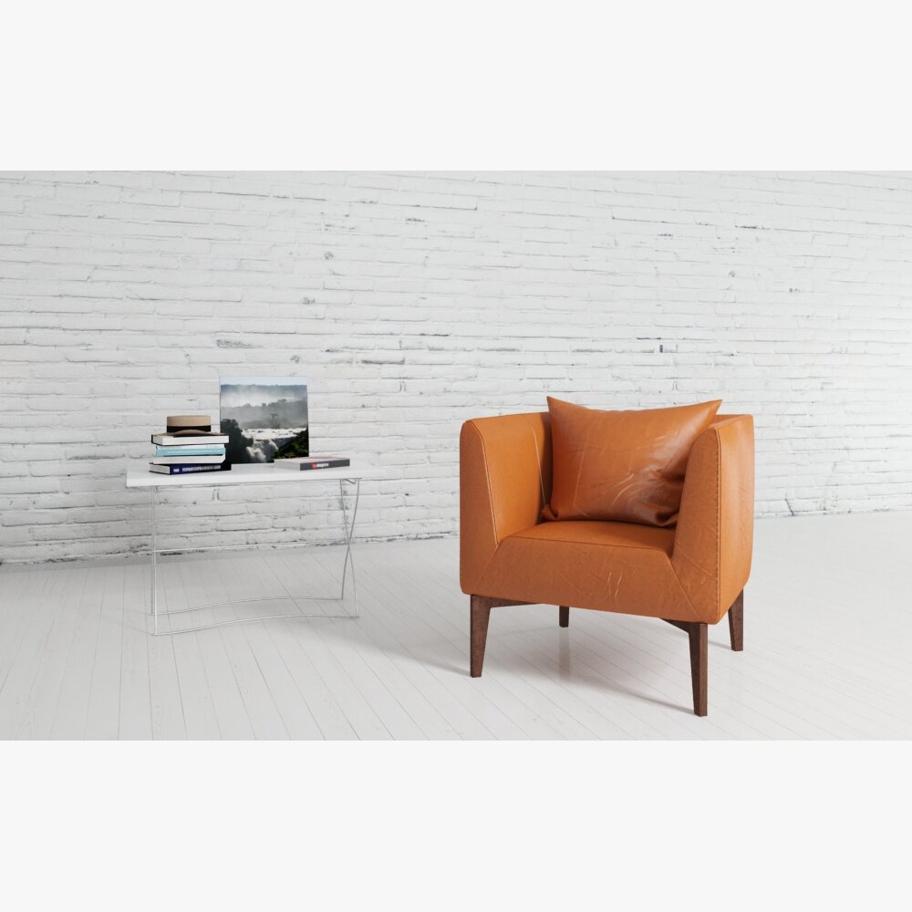Modern Minimalist Leather Lounge Chair Modelo 3d