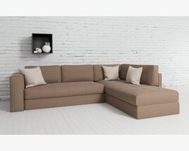 Modern Brown Corner Sofa 3D model