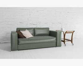 Modern Green Leather Sofa Modèle 3D
