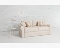 Modern Minimalist Cream Sofa 3D 모델 