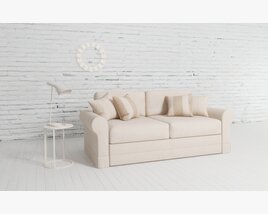 Modern Minimalist Cream Sofa 3D-Modell