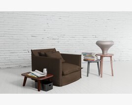Modern Brown Armchair for Living Room 3D 모델 