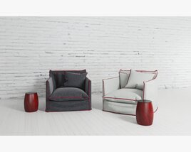 Contemporary Armchairs Set 3D 모델 