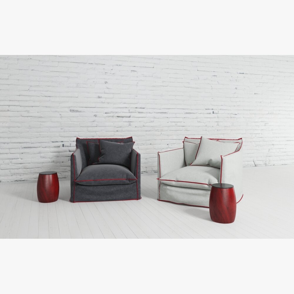 Contemporary Armchairs Set 3D 모델 