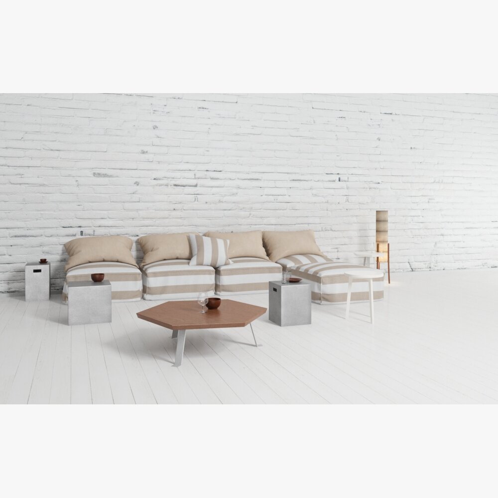 Modern Living Room Modular Sofa Set 3D модель
