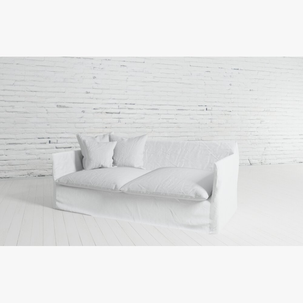 Modern Simple White Sofa Modello 3D
