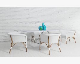 Modern White Dining Set Modello 3D