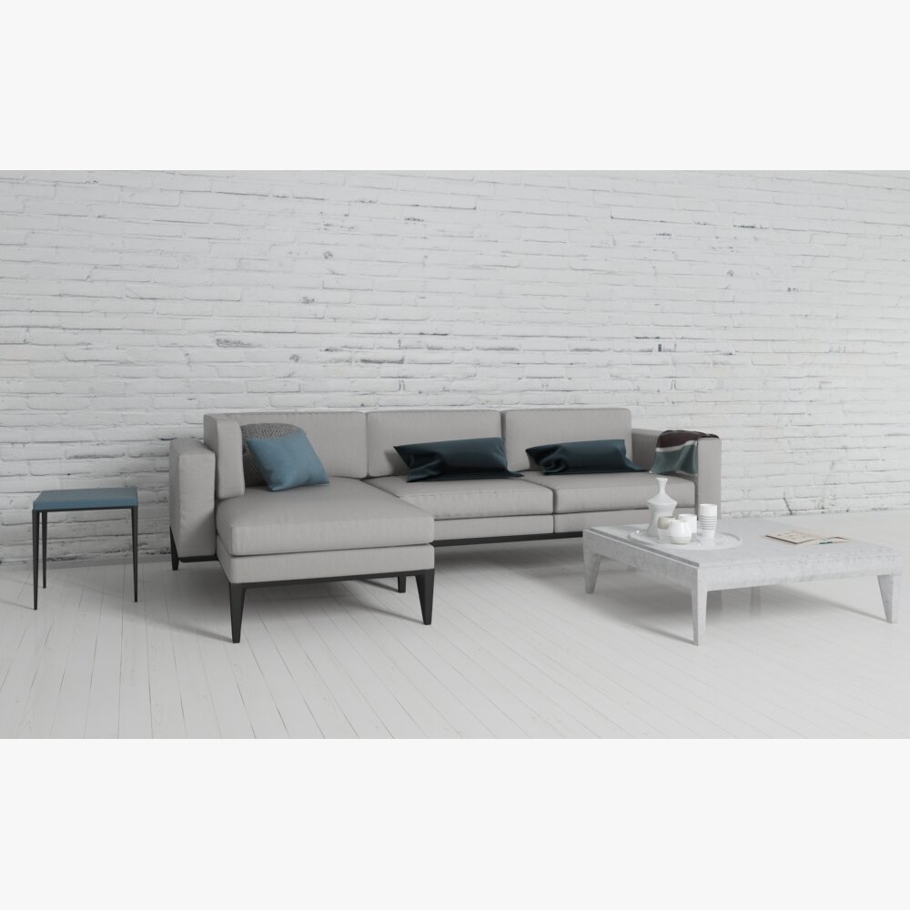 Modern Minimalist Living Room Set 3D-Modell