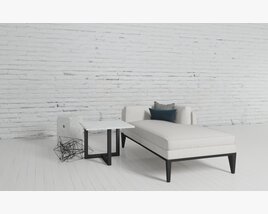 Modern Chaise Lounge with Side Table 3D-Modell