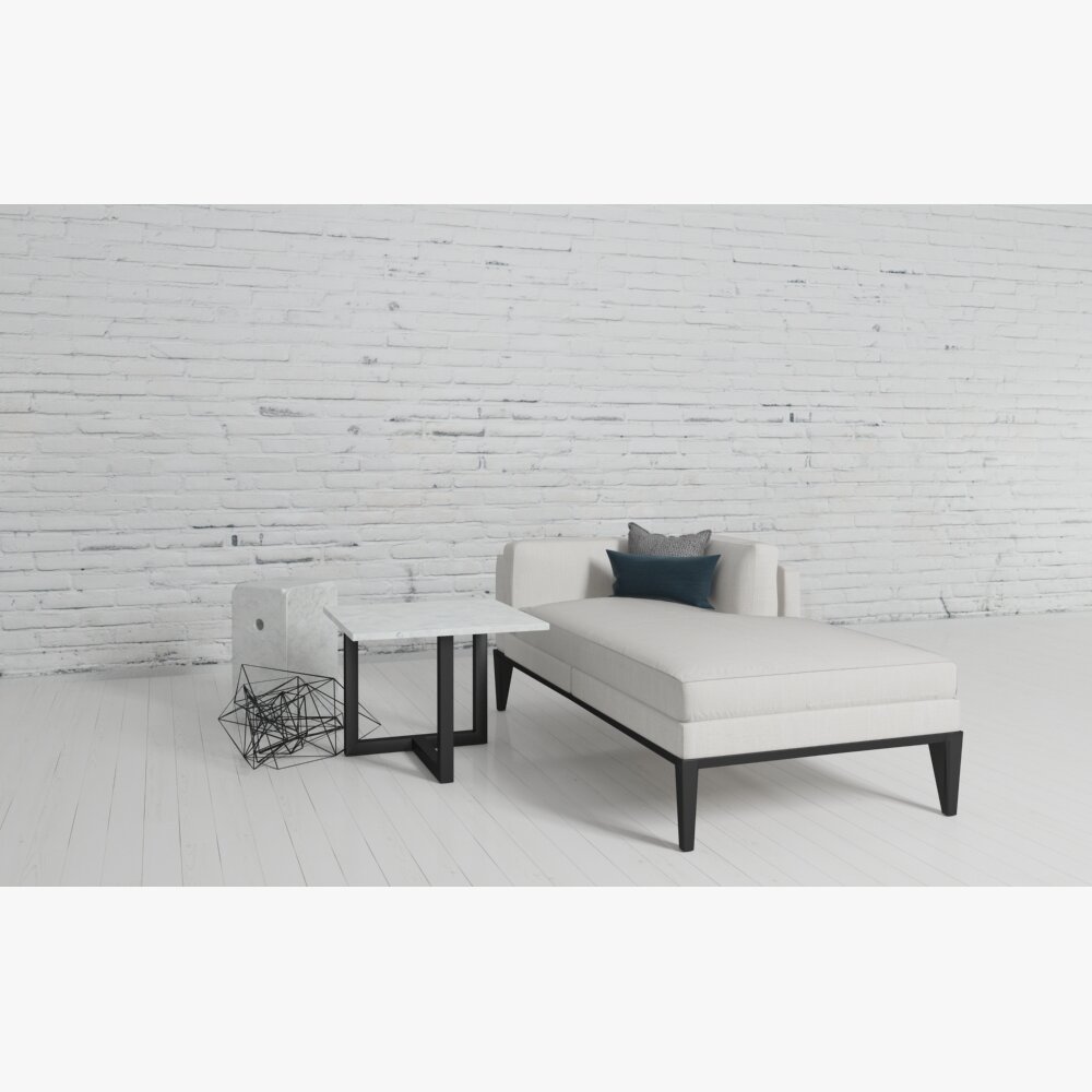 Modern Chaise Lounge with Side Table Modelo 3D