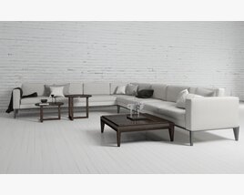 Large Modern Corner Sofa with Coffee Table 3D model