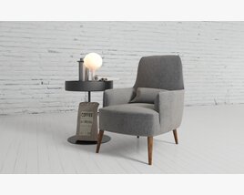 Modern Armchair and Side Table Combo 3D 모델 