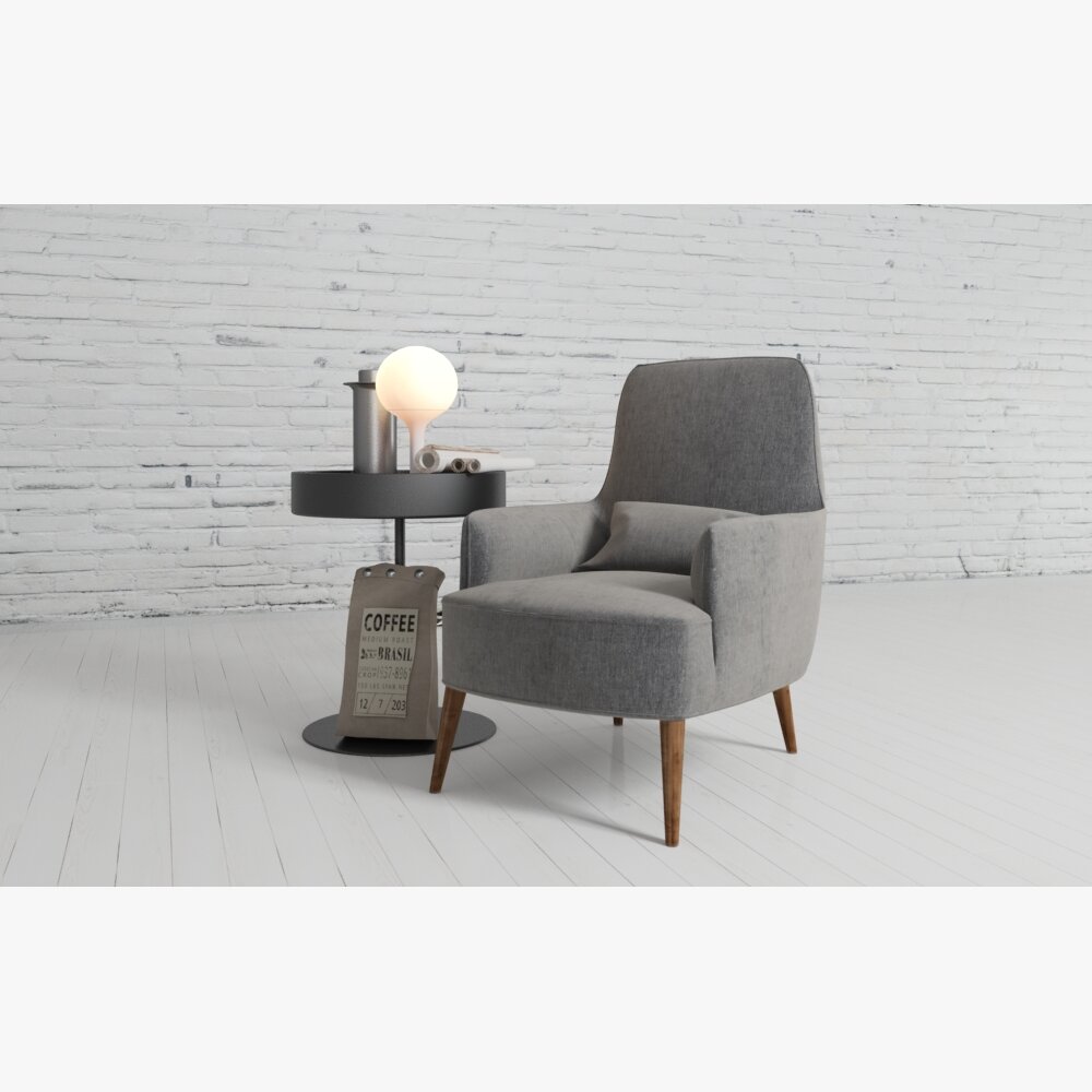 Modern Armchair and Side Table Combo Modelo 3d