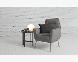 Modern Armchair and Side Table Set 3Dモデル