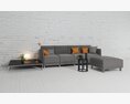 Modern Grey Sectional Sofa Set 3D 모델 