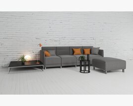 Modern Grey Sectional Sofa Set Modello 3D