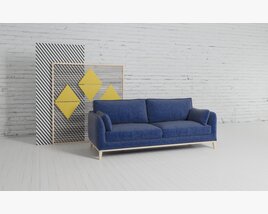 Modern Blue Fabric Sofa 3D модель