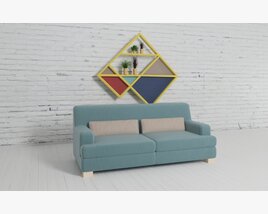 Simple Turquoise Sofa 3D 모델 