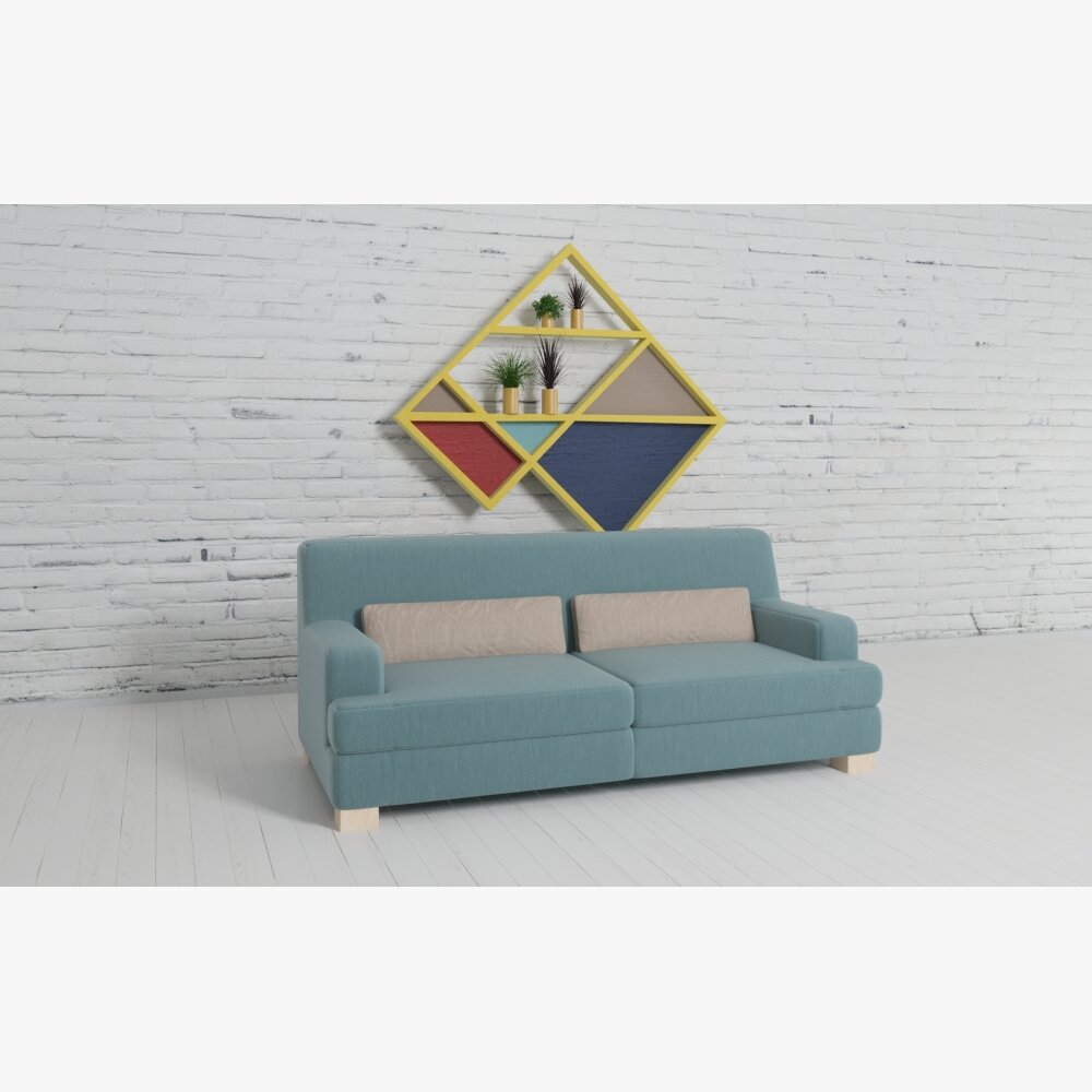 Simple Turquoise Sofa 3D模型